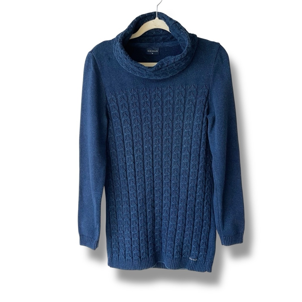 Blue Willi’s Denmark Vintage Indigo Cowl Neck Cotton Sweater Size M